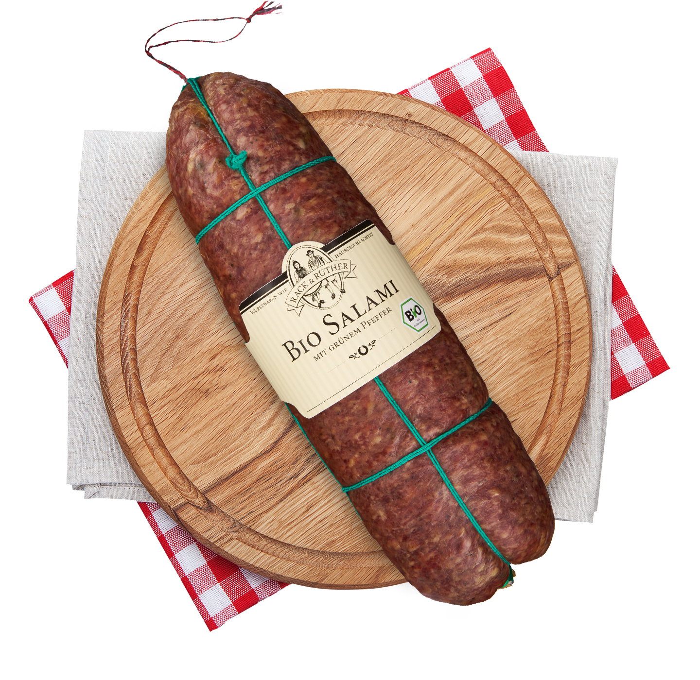 Bio Salami mit grünem Pfeffer RACK & RÜTHER GmbH